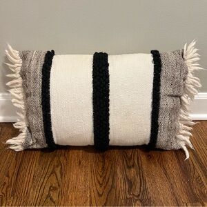 Chic Black and White Fringe Pillow